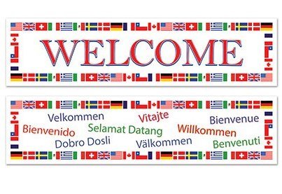 Welcome International Flags Design Banner - party supplies australia