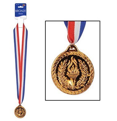 Bronze Sports Medal & Ribbon - party supplies australia
