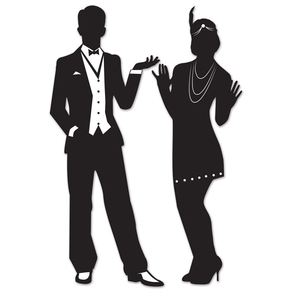 Great 20's Male & Female Black Silhouettes Cutouts - party supplies australia