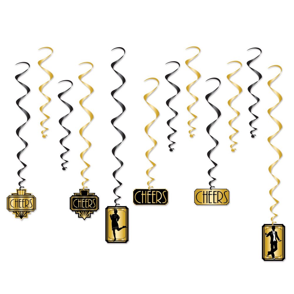 Great 20's Assorted Hanging Decoration Whirls - party supplies australia