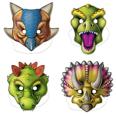 Dinosaurs Masks Assorted Designs & Sizes - party supplies australia