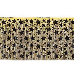 Table Skirt Gold with Black Stars - party supplies australia