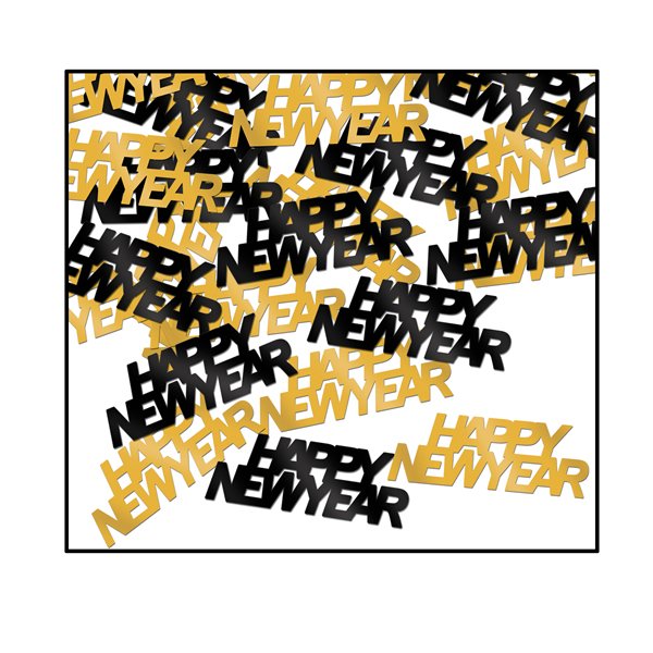 Confetti Happy New Year Black & Gold 14g - party supplies australia