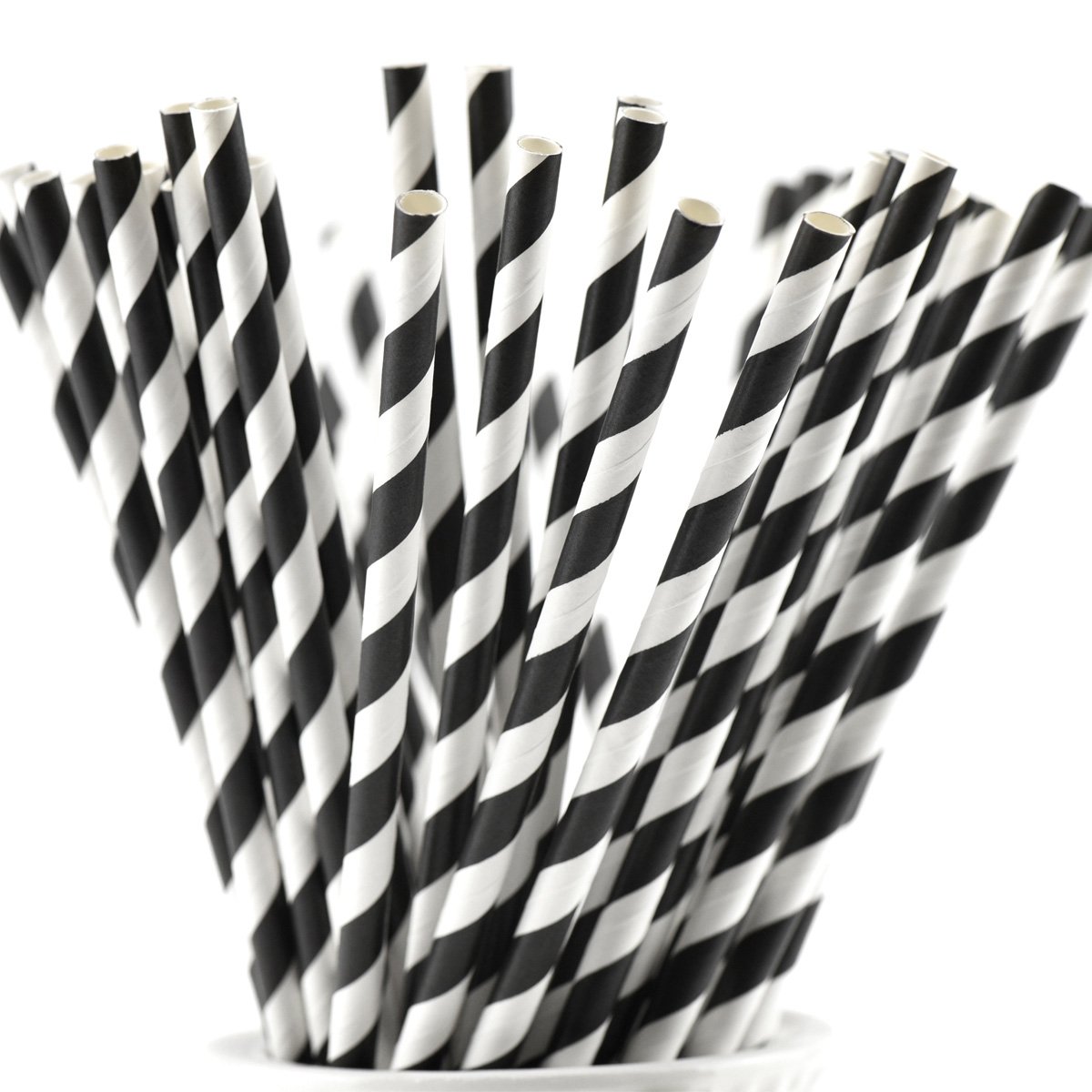 black and white stripe paper straw