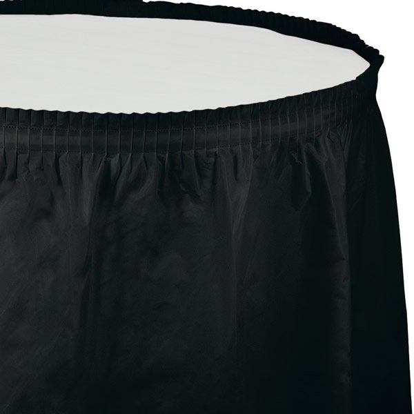 Black Velvet Table Skirt Plastic 74cm x 4.26m - party supplies australia