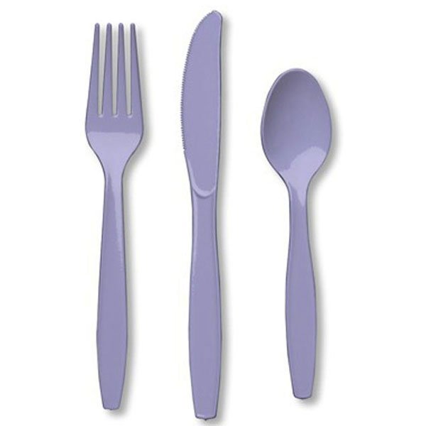Luscious Lavender Cutlery Set Plastic - party supplies australia