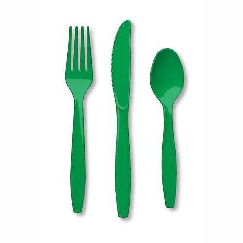 Emerald Green Cutlery Set Plastic - party supplies australia