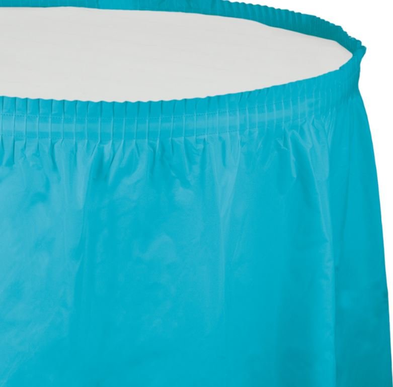 Bermuda Blue Table Skirt Plastic 74cm x 4.26m - party supplies australia