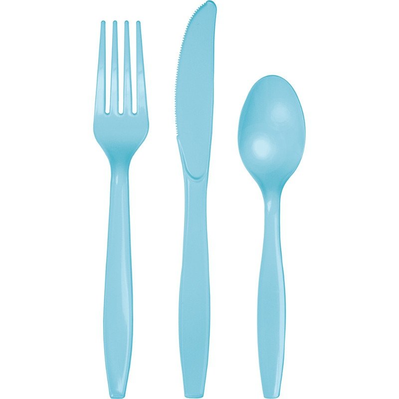 Pastel Blue Cutlery Set Plastic - party supplies australia