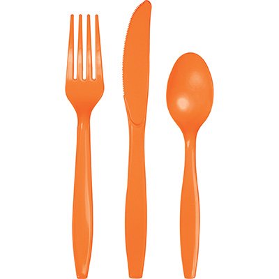 Sunkissed Orange Cutlery Set Plastic - party supplies australia