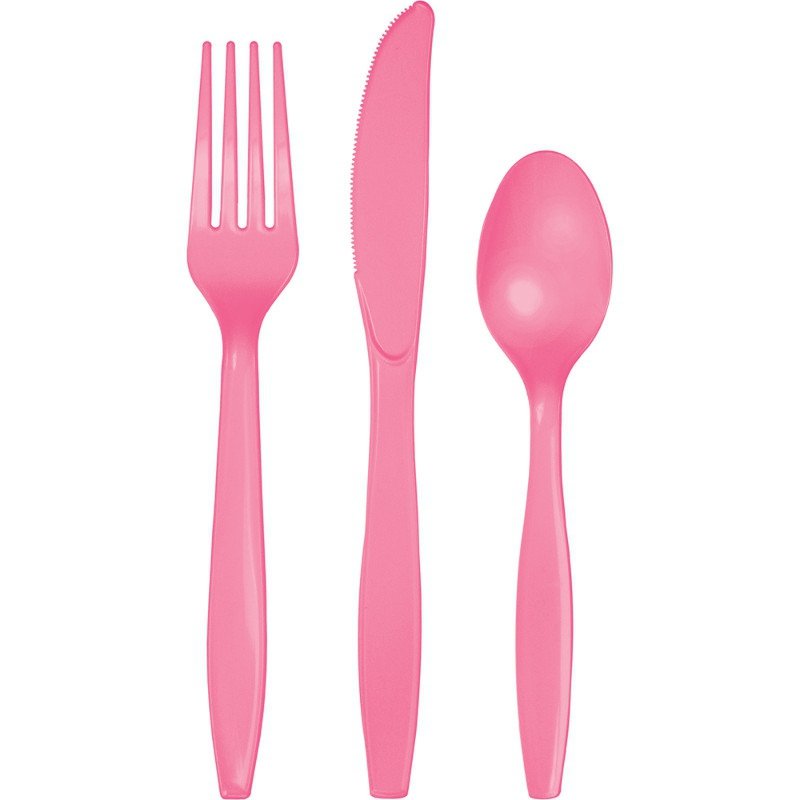 Candy Pink Cutlery Set Plastic - party supplies australia