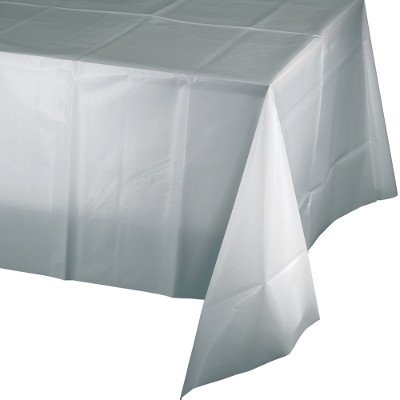 Shimmering Silver Tablecover Plastic 137cm x 274cm - party supplies australia