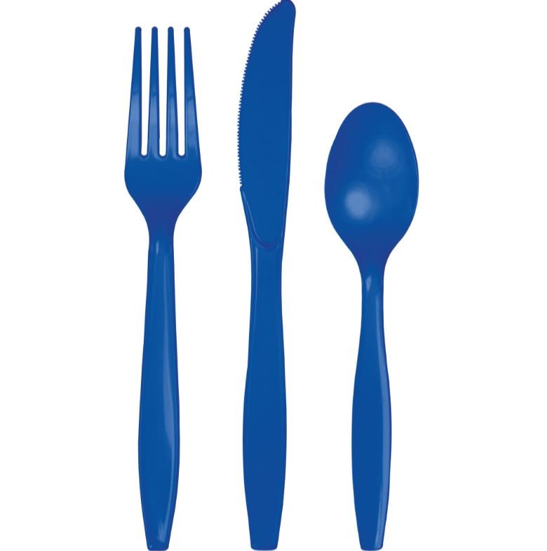 Cobalt Blue Cutlery Set Plastic - party supplies australia