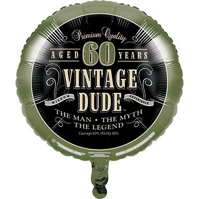 45cm Vintage Dude 60th Birthday Foil Balloon - party supplies australia