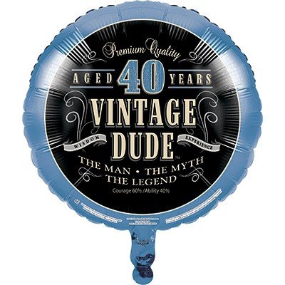 45cm Vintage Dude 40th Birthday Foil Balloon - party supplies australia