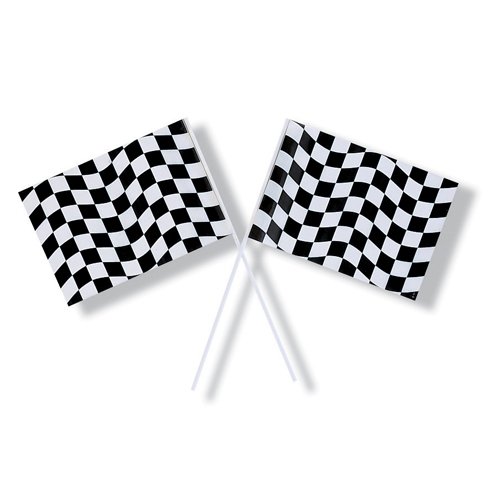 Black & White Check Flag Plastic 15cm x 24cm - party supplies australia