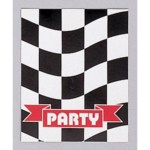 Black & White Check Invitations Foldover Style 10cm x 13cm - party supplies australia