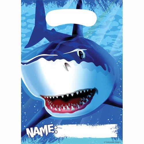 Shark Splash Loot Bags Plastic 22cm x 16cm - party supplies australia