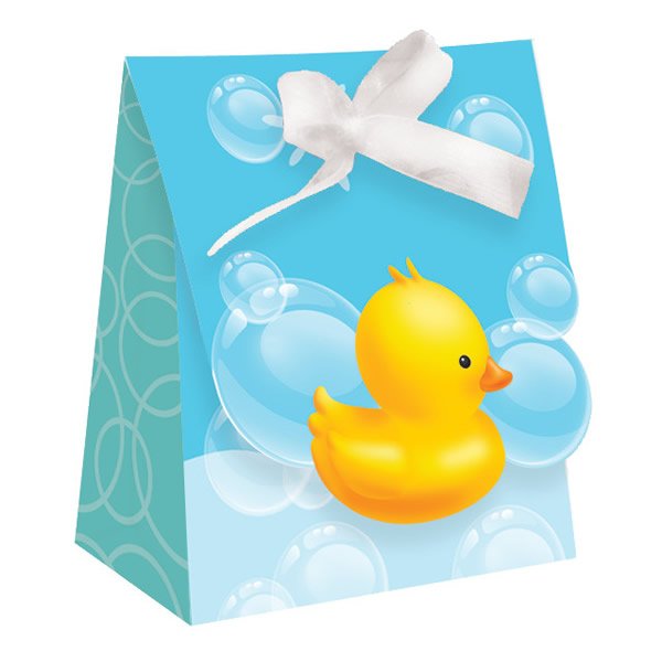 Bubble Bath Baby Paper Favor Bags with Ribbon 11cm x 9cm x 4cm - party supplies australia