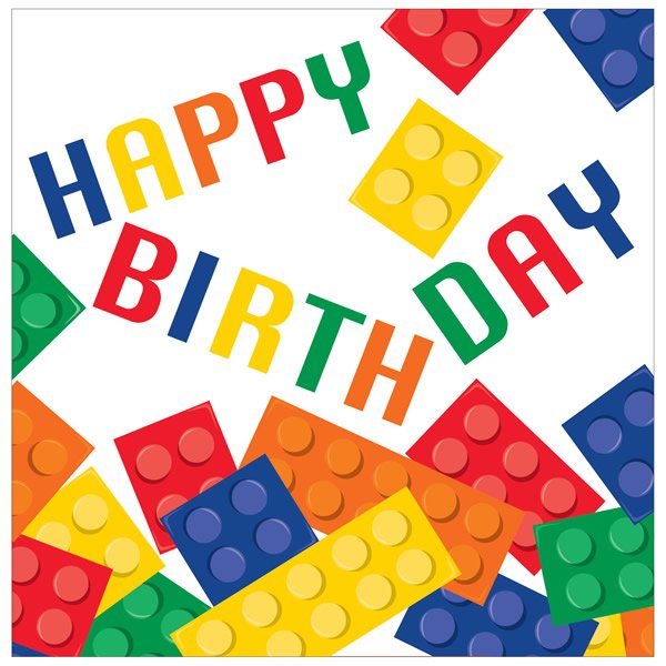 Block Party Lunch Napkins Happy Birthday - party supplies australia