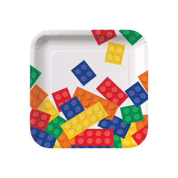 Block Party Lunch Plates Square Paper 18cm - party supplies australia