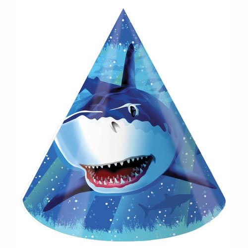 Shark Splash Cone Shaped Party Hats - party supplies australia