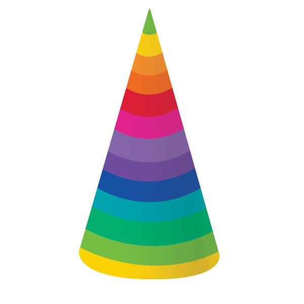 Rainbow Cone Shaped Party Hats - party supplies australia