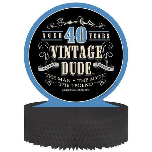 Vintage Dude 40th Birthday Centrepiece Honeycomb 30cm - party supplies australia