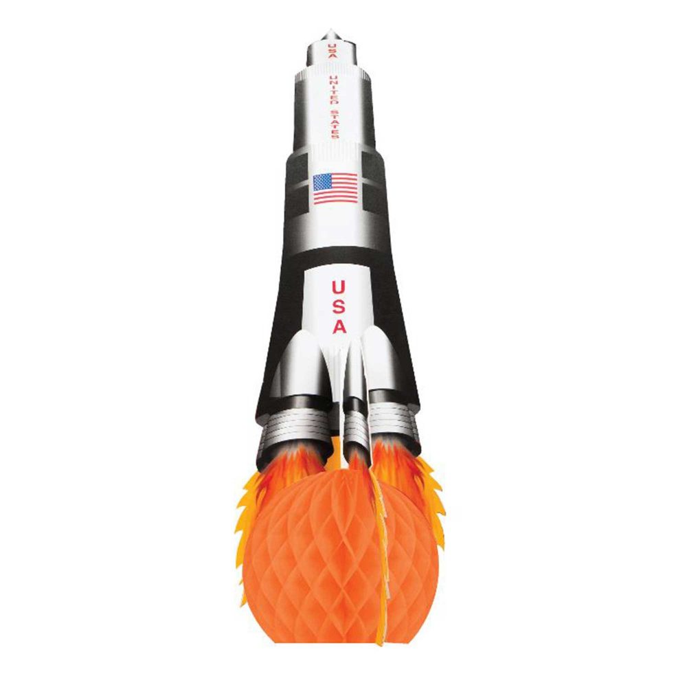 Space Blast Rocket Centrepiece Honeycomb & Cardboard 34cm x 13cm - party supplies australia