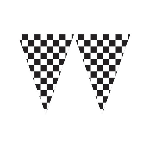 Black & White Check Flag Pennant Banner Jumbo 45cm x 6m - party supplies australia