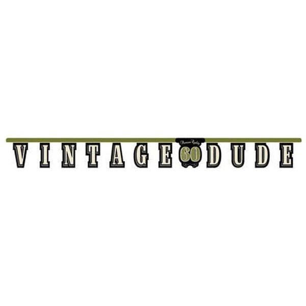 Vintage Dude 60th Birthday Jointed Banner 18cm x 1.7m - party supplies australia