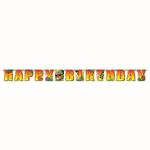 Dino Blast Happy Birthday Jointed Banner 18cm x 2.2m - party supplies australia