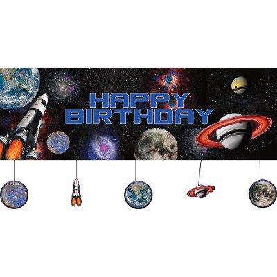 Space Blast Giant Party Banner Happy Birthday - party supplies australia