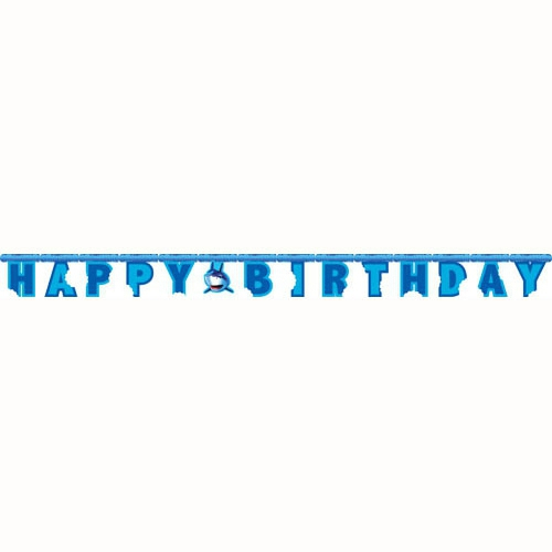 Shark Splash Happy Birthday Jointed Banner 18cm x 2.43m - party supplies australia
