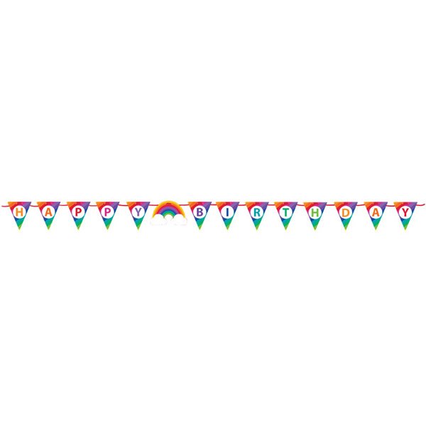 Rainbow Happy Birthday Ribbon Banner 15cm x 2.2m - party supplies australia