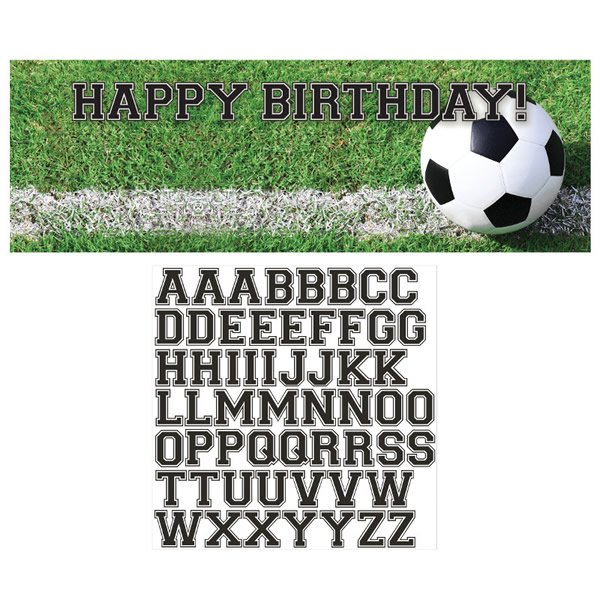 Soccer Fanatic Giant Party Banner Happy Birthday & Stickers - party supplies australia