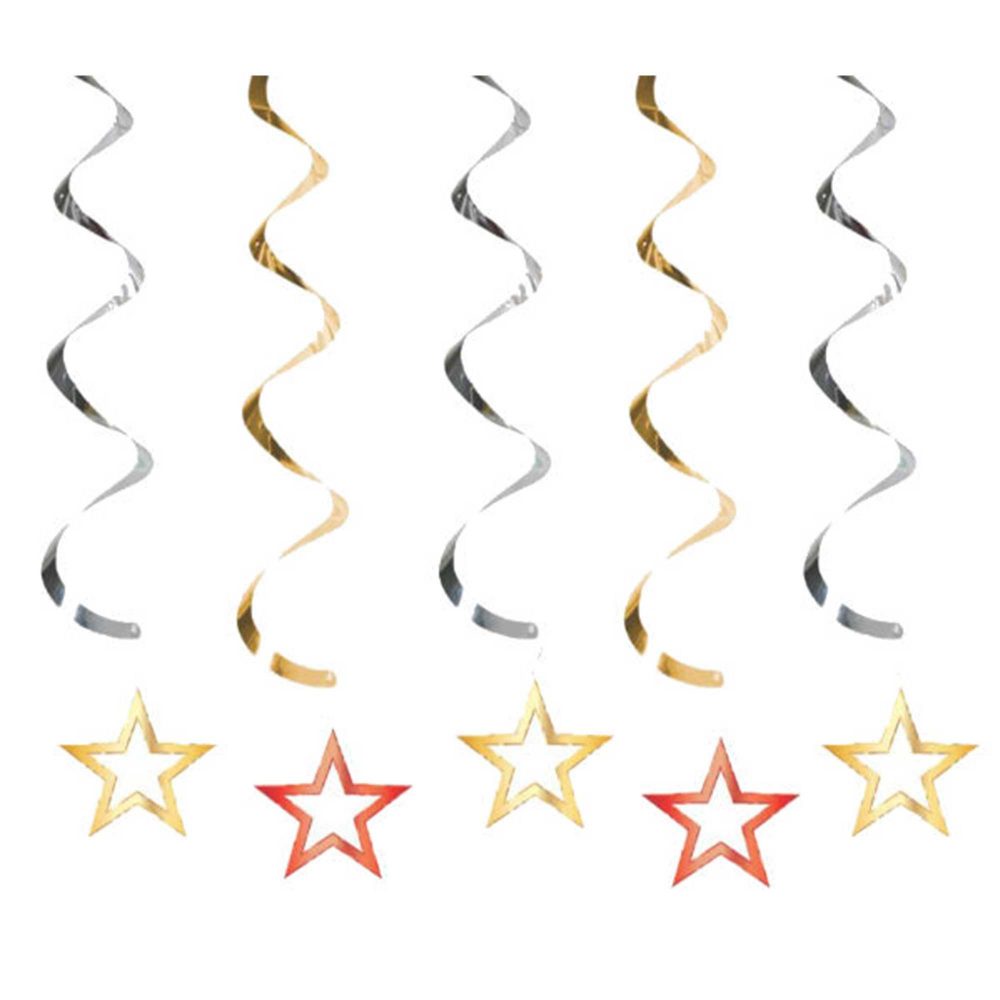 Hollywood Lights Dizzy Danglers Stars Hanging Swirls - party supplies australia