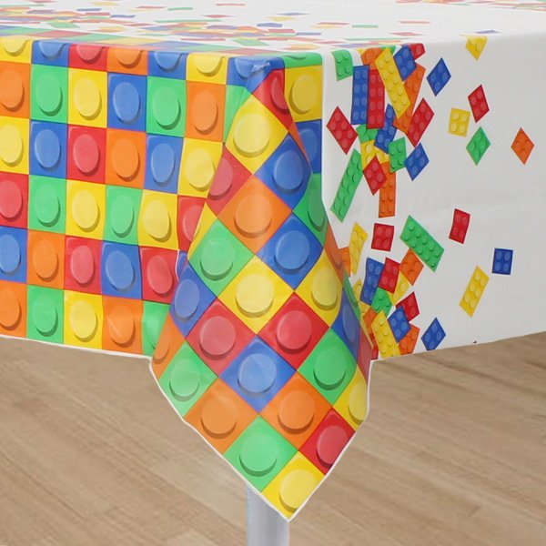 Block Party Tablecover Plastic All Over Print 137cm x 259cm - party supplies australia