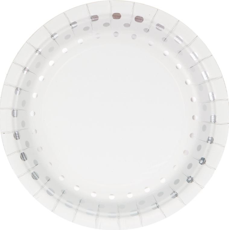 Sparkle & Shine Silver Lunch Plates Paper & Foil Stamped 18cm - party supplies australia