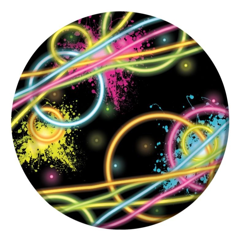 Glow Party Lunch Plates Paper 18cm - party supplies australia