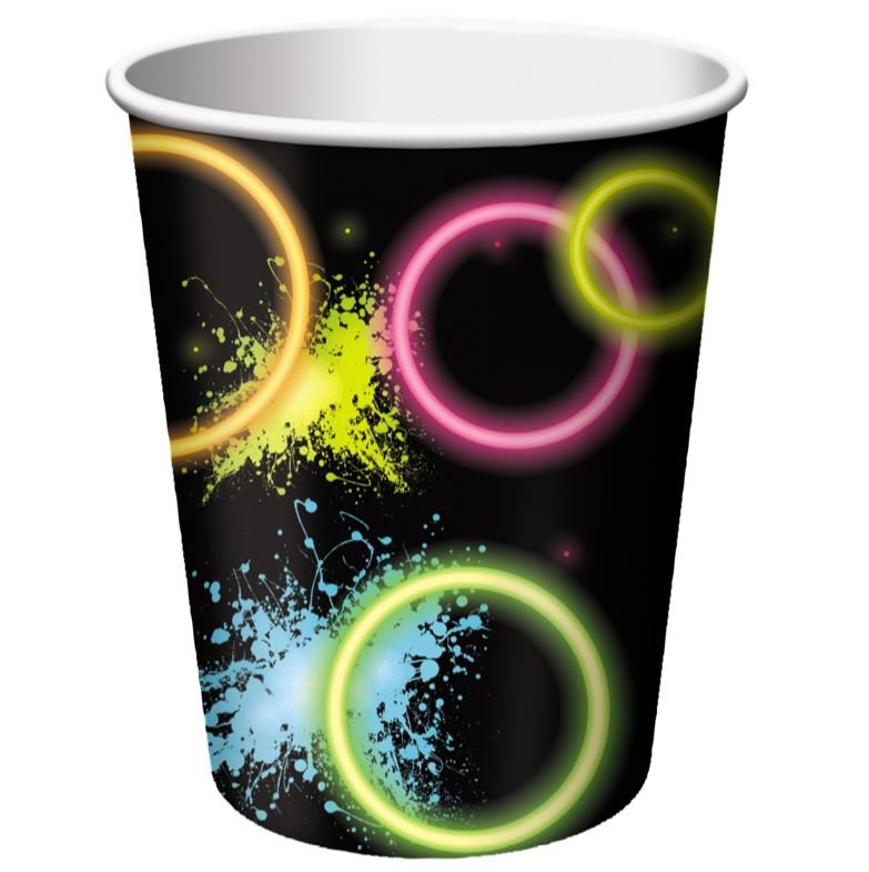 Glow Party Cups Paper 266ml - party supplies australia