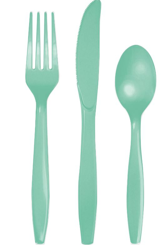 Fresh Mint Green Cutlery Set Plastic - party supplies australia