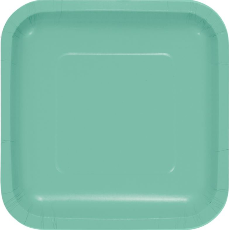 Fresh Mint Green Square Lunch Plates Paper 18cm - party supplies australia