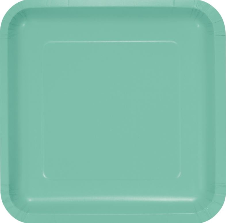Fresh Mint Green Square Dinner Plates Paper 23cm - party supplies australia