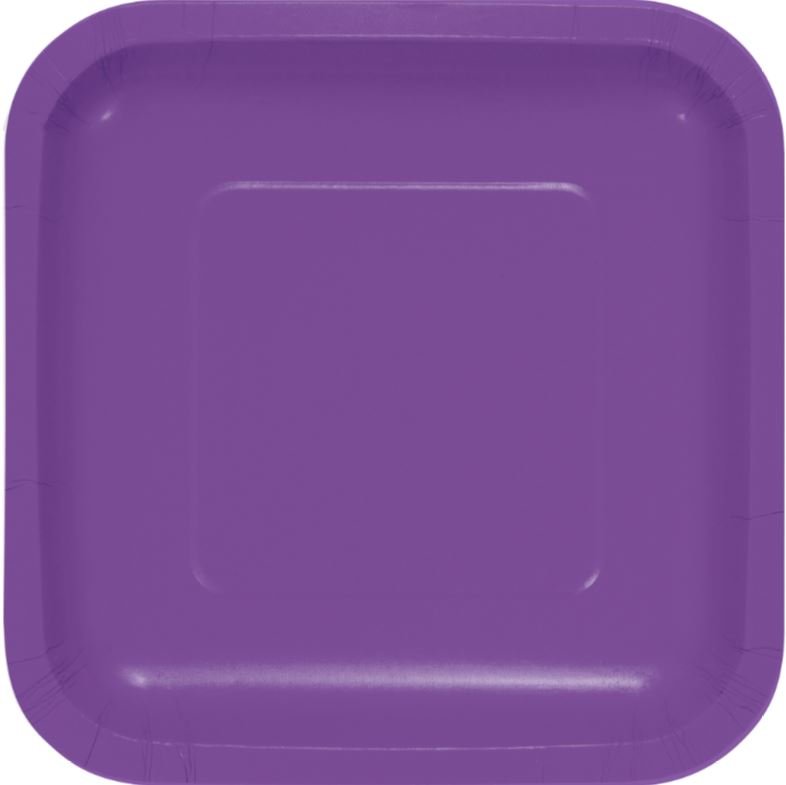 Amethyst Purple Square Lunch Plates Paper 18cm - party supplies australia