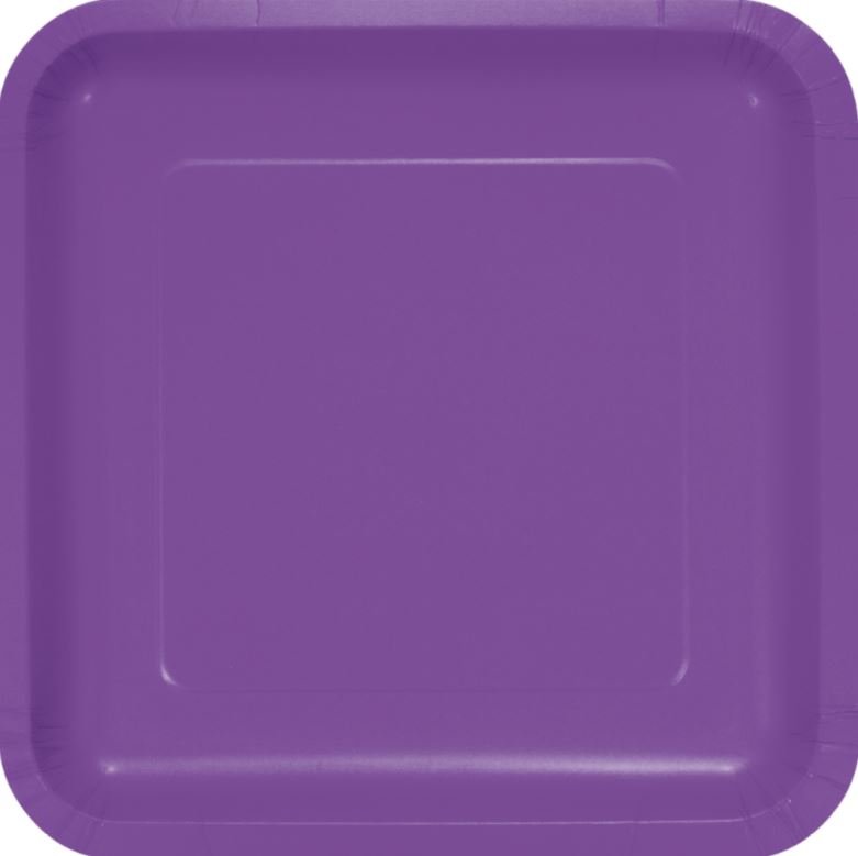 Amethyst Purple Square Dinner Plates Paper 23cm - party supplies australia