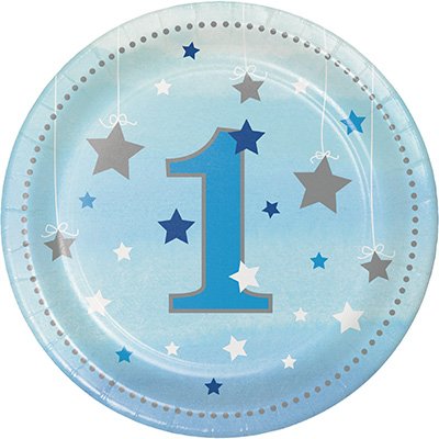 One Little Star Boy Lunch Plates 1st Birthday Paper 18cm - party supplies australia