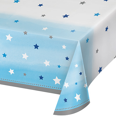 One Little Star Boy Tablecover Plastic All Over Print 137cm x 259cm - party supplies australia