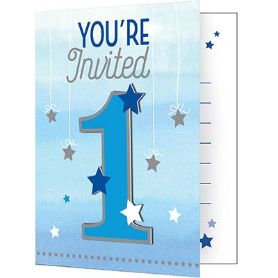 One Little Star Boy Invitations 1st Birthday 12cm x 10cm - party supplies australia