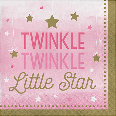 One Little Star Girl Lunch Napkins Twinkle Twinkle Little Star - party supplies australia